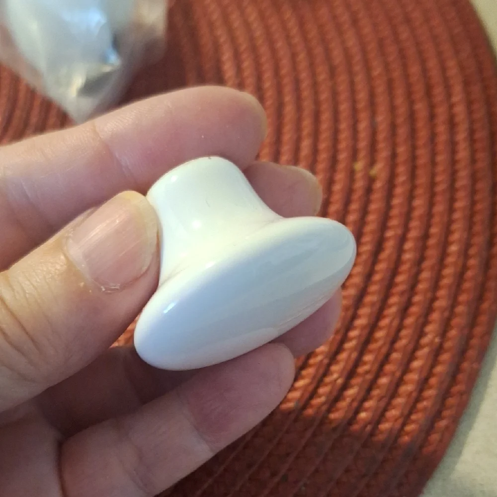 14 Round White Cabinet Pull Handles